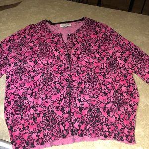 JONES NEW YORK Damask Print Cardigan, 3X